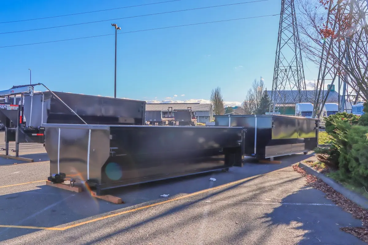 Roll-off dumpster ready for waste disposal at job site for Construction Dumpster Rental in East Peoria